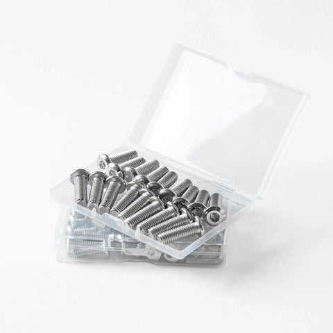 Plastic box with M5 x 10mm Flat Head Hex Socket Cap Screws Bolts 304 Stainless Steel 18 8 Hex Drive Bright Finish Fully Thread Pack of 25