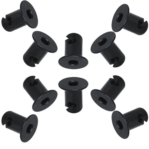 Aluminum Dzus Button Fasteners Set With Flush Allen Head Quarter Turn Seven Sixteen Inch Stem Black Finish 10 Pack For Sheet Metal And Door Panels VPZMT Grip arranged in a circle.