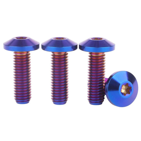 4 Piece Titanium Bolts M8x15mm M8x20mm M8x25mm M8x30mm Set With Torx T30 Head Grade 5 Fully Threaded Burnt Blue Finish