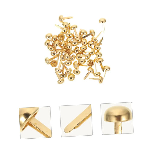 100Pcs Brass Mini Nails And Tacks For Scrapbooking, Card Making, And DIY Paper Craft Embellishments, shown on white background