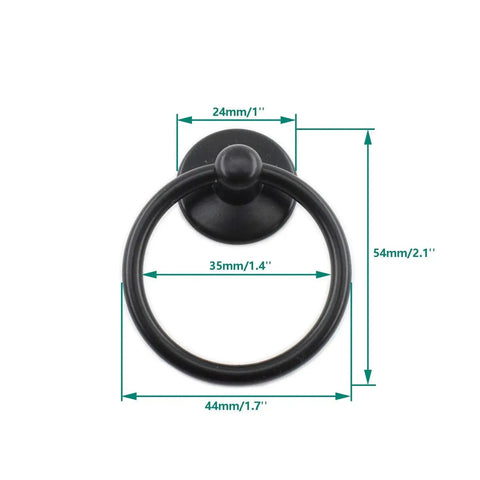 Black Metal Kitchen Cabinet Handles And Ring Pulls For Cabinets And Drawers Single Hole Installation Knobs With Screws front view