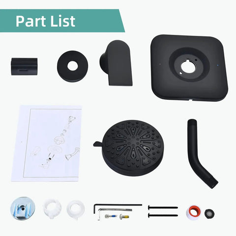 Parts of Posi Temp Compatible Shower Trim Kit With 7 Mode High Pressure Shower Head Matte Black Finish For Moen Posi-Temp Valves