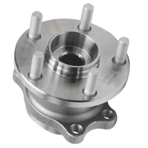 Rear Wheel Bearing Hub Assembly Pair For 2005-2009 Subaru Outback And Legacy, 5 Lug, M12x1.25, Includes Rear Left And Right Hubs, ABS Encoder, 4-Bolt Square Flange, Durable Replacement Kit, close-up view of single hub.