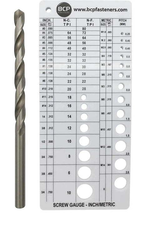 Easy Read Screw Thread Gauge Metric And Sae, Quick Size Finder That Recommends Drill Bit And Tap Size For Screws, Durable Thick Plastic Tool