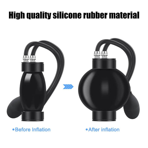Universal Quick Intake Adapter From OBDMONSTER With Heavy Duty Sealed Expandable Bladder For Auto Air Intake And Exhaust Leak Testing before and after inflation
