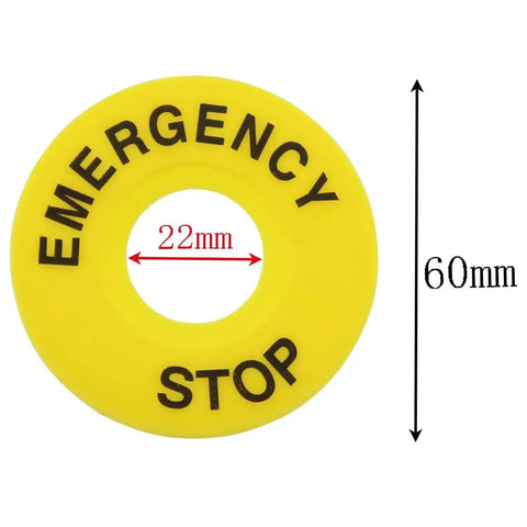 5 Pack Emergency Stop Ring Gasket For Push Button Switch, Yellow, 60mm Outer Diameter, 22mm Inner Diameter, durable plastic construction