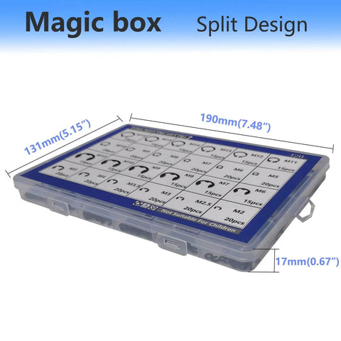 External Retaining Ring And E Clip Set Kit With 2.0 To 12 Millimeter Rings And M5 To M16 E Clips, 420 Piece Carbon Steel Circlip Assortment