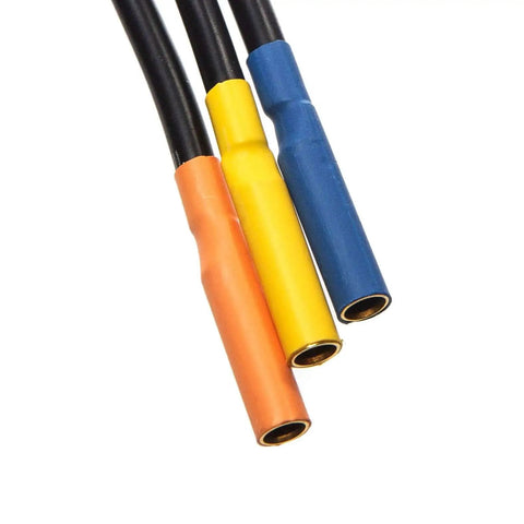 Close-up of wiring connectors from the 85A Brushless Smart ESC And 4000Kv Sensorless Motor Combo For RC Cars And Trucks, SPMXSEMC02.