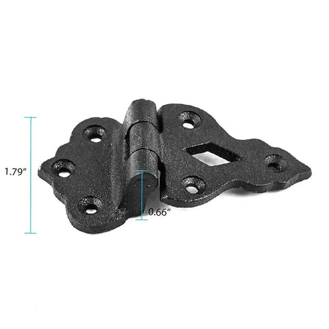 Antique Black Wrought Iron Hoosier Cabinet Hinges With Offset Design, Heavy Duty Cupboard Hinges For DIY Home Upgrades, 1.79" height