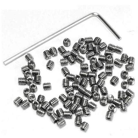Beefy 100 Pack M2 X 2mm Set Screws Stainless Steel 304 Hex Socket Allen Head With 0.9mm Allen Wrench Included Durable High Temperature Rust Resistant