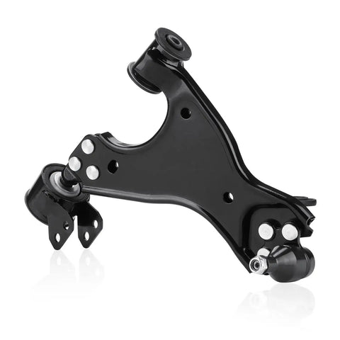 Front lower control arm with ball joint, black metal suspension component