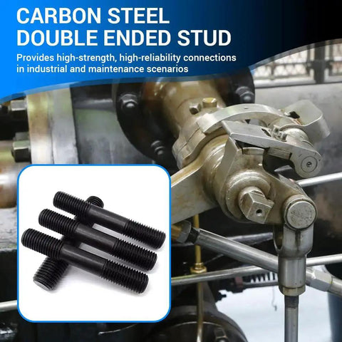 M10x120mm Double End Threaded Stud 10 Pack, Grade 8.8 Carbon Steel Black Oxide, shown in industrial installation