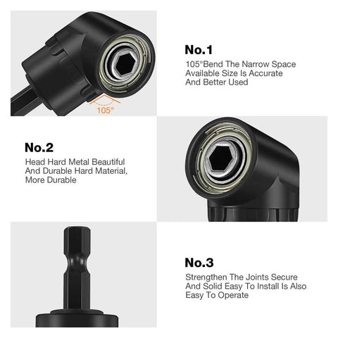 17 Piece Flexible Drill Bit Extension Kit With 3 Rotatable Socket Adapters 2 Hex Shank 105 Degree Right Angle Attachments
