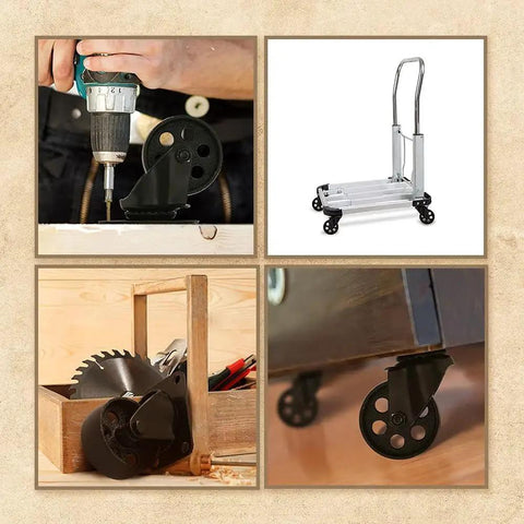 Drilling installation of All Black Four Pack Metal Swivel Plate Caster Wheels With Brake Lock Heavy Duty High Gauge Steel 3 Inch Casters