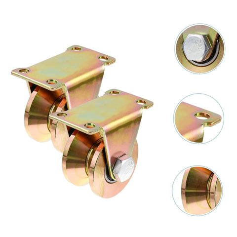 Two Pack Beefy Heavy Duty Steel Pulley Block Swivel Wheel Set For Sliding Doors Track Systems Barn Gates And Garage Applications V Shaped Groove Wheel Replacement Part