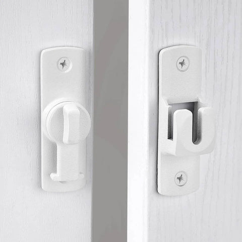 Matte White Barn Door Lock Latch Set 90 To 180 Degree Right Angle Gate Lock For Cabinets Bathrooms And Sliding Doors Aluminum Alloy Heavy Duty Hardware Space Saving Door Security