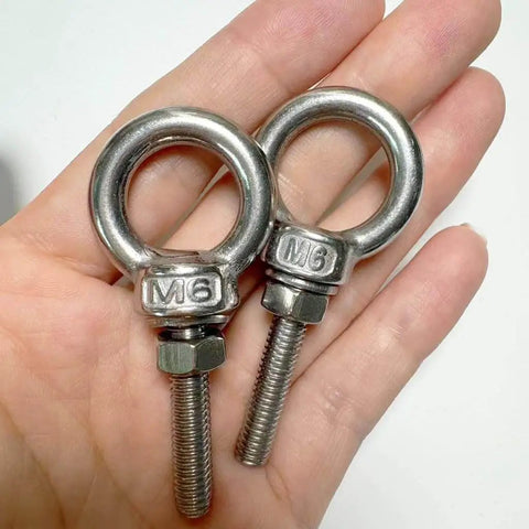 5 Piece 304 Stainless Steel Eye Bolts Set With Nuts And Flat Washers, M6 Shoulder Eyebolts For Tough As Nails Heavy Duty Lifting Rings