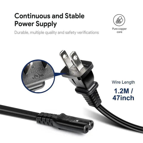 ResMed AirSense 10 CPAP 24V AC power supply with 1.2m cord and dual-prong plug