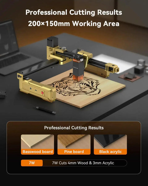 Foldable 7W Laser Engraver With 0.01mm Precision, Portable DIY Laser Cutter For Wood Leather Acrylic And Coated Metal