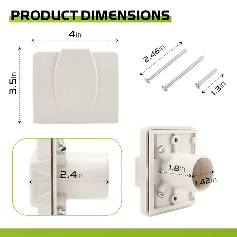 Pokin 360W central vacuum wall inlet valve with white wall plate; NuTone compatible, 4x3.5 in, includes three screws.
