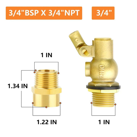 3/4 inch brass body adapter and float ball valve for Three Quarter Inch Float Ball Valve With 304 Stainless Steel Float And Brass Body