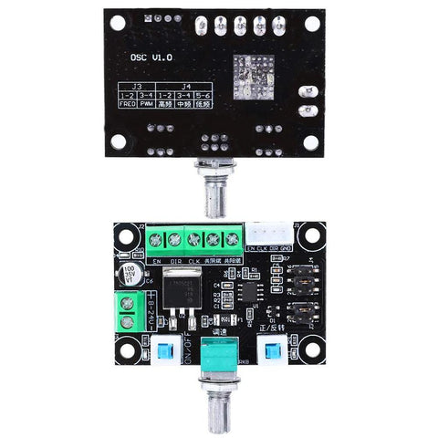 Two-board stepper motor controller set for MKS OSC; black top module and green screw-terminal bottom board