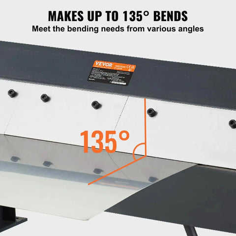 Box And Pan Brake 24 Inch Portable Metal Bender With 0 To 135 Degree Bending Handles shown at 135-degree angle