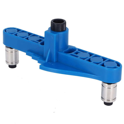 Versatile Adjustable Self Center Dowel Jig Kit With Center Scriber for woodworking, blue plastic with metal components
