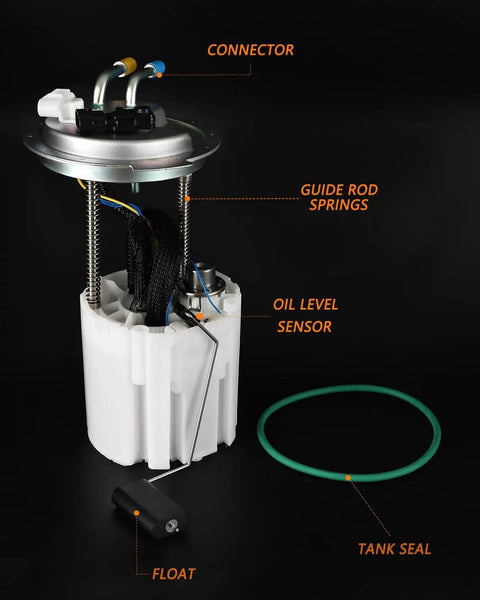 Electric Fuel Pump Module Assembly For 2005 To 2007 Chevy Suburban 1500 2005 To 2006 Avalanche 1500 2007 Avalanche And 2005 To 2007 GMC Yukon XL 1500 5.3L V8 Replacement E3706M SP6603M, showing components like connector, guide rod springs, oil level sensor, tank seal, and float.