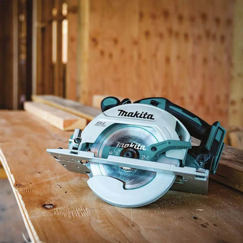 18V LXT Brushless Cordless Circular Saw Tool Only With Six And A Half Inch Blade Automatic Speed Change 5000 RPM on wood table