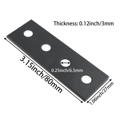 80Mm Barn Door Track Connector And Splice Plate For Sliding Doors Rugged Carbon Steel Repair Fastener With Black Coating, 80x27mm