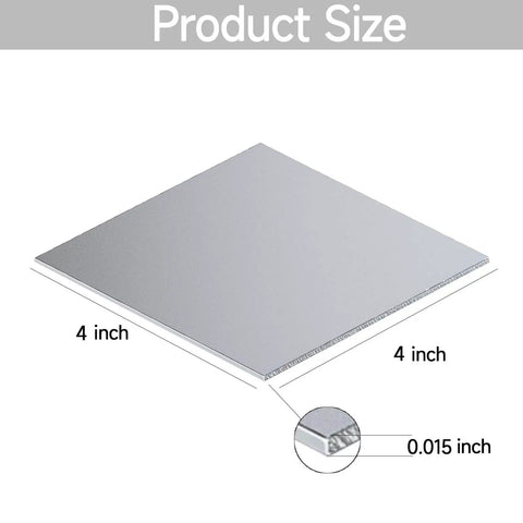 Stainless Steel Sheet Pack Of 4 304 Food Grade 4x4 Inch Thin Plate 1/64 Inch Thick With Protective Film For Kitchen DIY Crafting And Shim Stock Ideal For Repairs And Molds 101 X 101 X 0.39 Mm