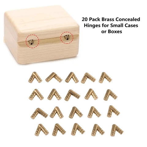 Mini Brass Barrel Hinges Hidden Concealed 20Pcs For Jewelry Keepsake Boxes And Small Cabinets shown with box installation
