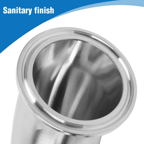 JMCOLMT 2 in tri-clamp elbow, 90-degree sanitary pipe fitting, 50.5 mm OD, SS304 stainless steel
