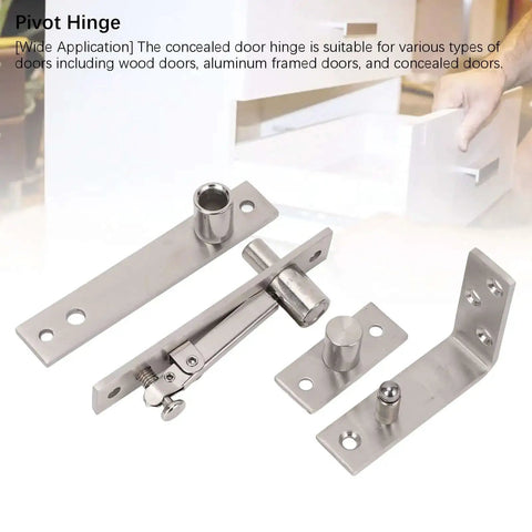 Beefy Heavy Duty Wood Door Pivot Hinge With 300 Lbs Load Bearing Stainless Steel Hidden Door Hinge components on display.