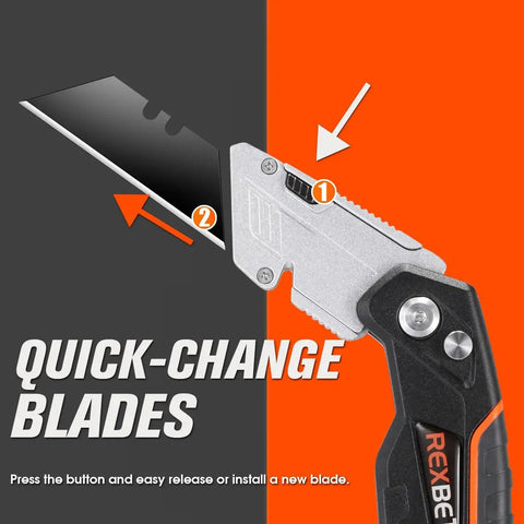 Quick-change feature of 2 Pack Retractable Utility Knife Set SK5 Heavy Duty Box Cutter With Extra Blades