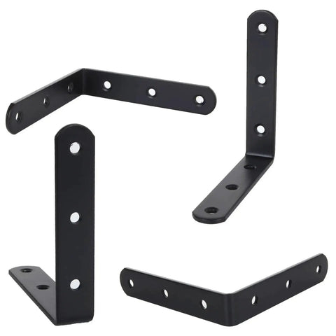 Beefy Heavy Duty 4x4 L Brackets Set For Wood Furniture Shelves Bed Frames Cabinets And Drawers Cast Iron Corner Braces, black finish