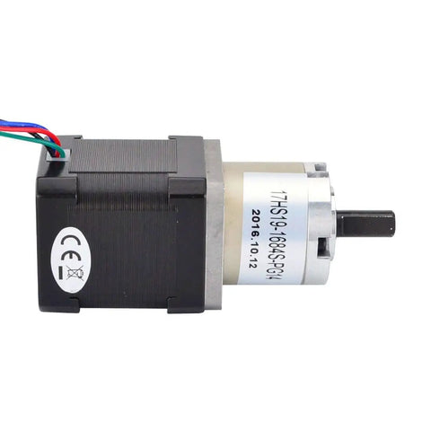 Boss Torque Planetary Gearbox For NEMA 17 Stepper Motor, 13.73 To 1 Gear Ratio, side view showing 0.131° step angle