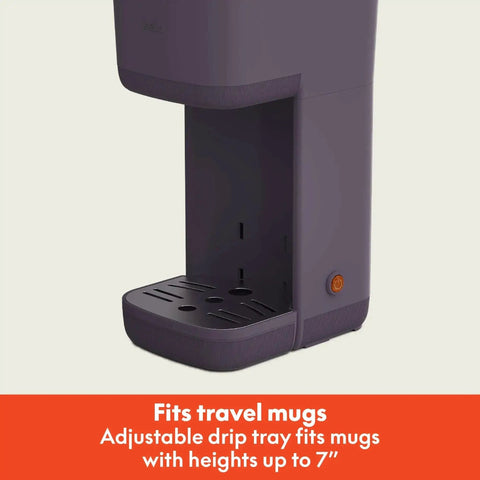 Side view of Single Serve Coffee Maker For K Cup And Ground Coffee, Removable Adjustable Drip Tray, Dishwasher Safe, Plum Finish