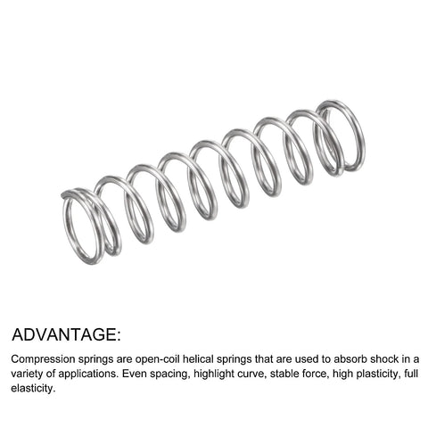METALLIXITY compression spring, 9mm OD x 35mm free length, 304 stainless steel, silver, 10-pack