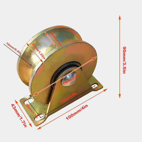 Beefy Heavy Duty U Groove Track Wheel With Bracket For Sliding Gates And Barn Doors 80mm Wheel 45 Steel Double Bearing Roller