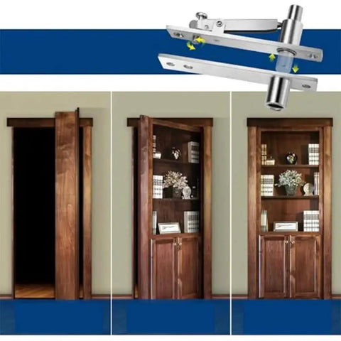 Built Tough Stainless Steel Pivot Door Hinge With 360 Degree Swivel And Invisible Floor And Ceiling Mount displays use in bookshelf doors