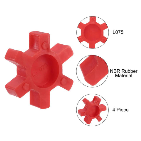 4 Pack L075 Urethane Jaw Coupling Inserts For L Jaw Couplings Red Flexible Solid Center Inserts Built From Durable Urethane