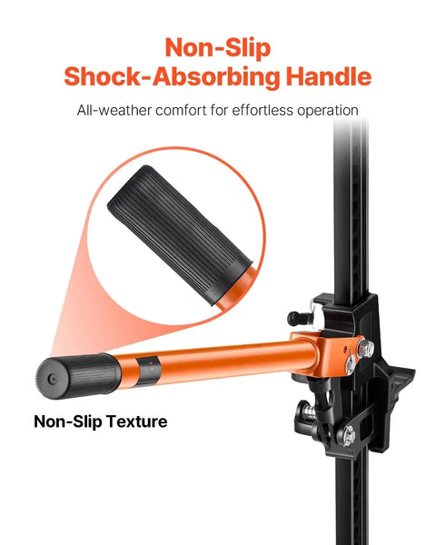 Non-slip handle of Ratcheting Off Road Farm Jack 7000 Lb Capacity 5.12 To 42.5 In Lift Range with shock-absorbing grip focus.