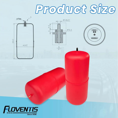 FLOVENTIS air suspension bags (2 pcs) in red for Cadillac Escalade, Tahoe/Suburban, Yukon/Yukon XL and H2 rear.