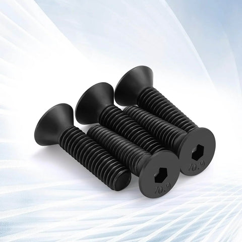 M3 0.5 X 10mm Flat Head Socket Cap Screws Countersunk Bolts Alloy Steel Class 10.9 Black Oxide Finish DIN 7991 Fully Threaded Corrosion Resistant