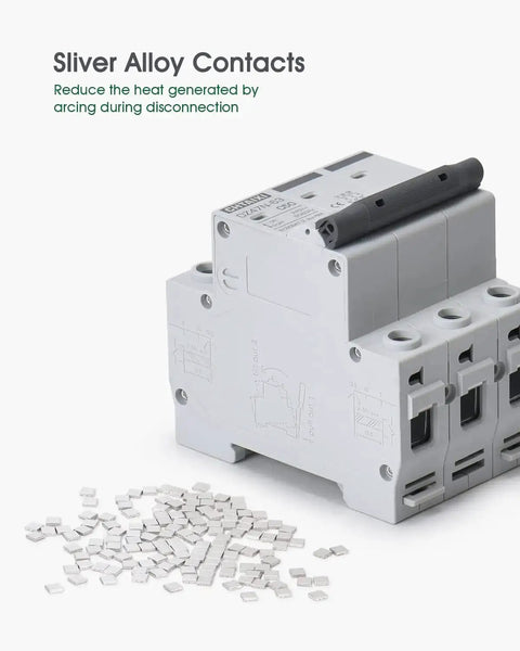 Three Pole DIN Rail Mount Circuit Breaker 20 Amp 480V AC Miniature Breaker With Thermal Magnetic Trip Built Tough sliver alloy contacts