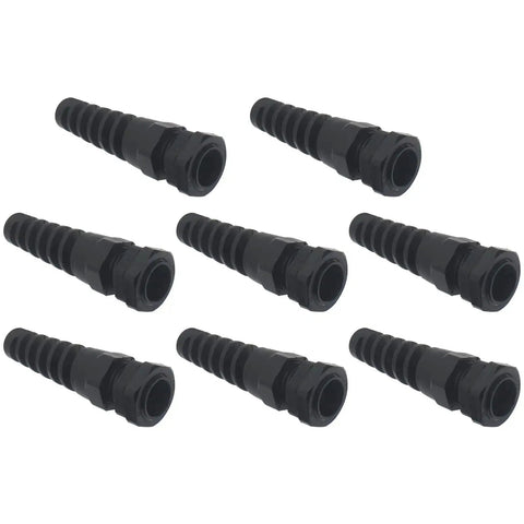 8 Pack Waterproof Nylon Cable Glands With PG11 Thread For 5mm To 10mm Wires Black Spiral Strain Relief Connectors