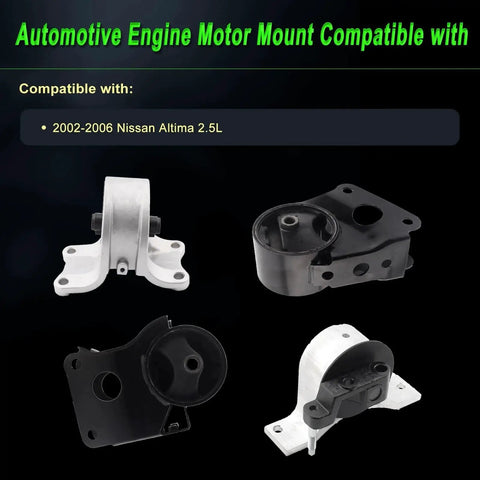 Engine Motor Mount Kit For 2002 2003 2004 2005 2006 Nissan Altima 2.5L Replacement A7340 A7341 A7342 A7343 Set Of 4 Plug And Play Front Rear Left And Right Mounts With Durable Rubber Bushings