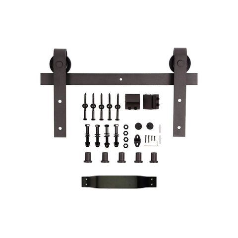 Hardware from 36 In By 84 In Knotty Pine Sliding Barn Door Kit With Kona Coffee Smoky Gray Dope Finish, Hand Made In USA